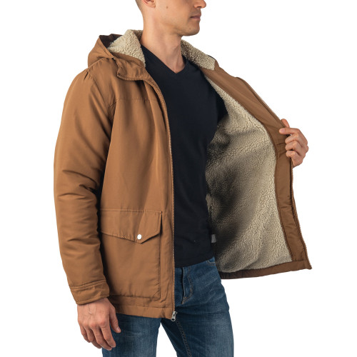 Alpine Swiss Shane Mens Sherpa Lined Parka Hooded Winter Coat